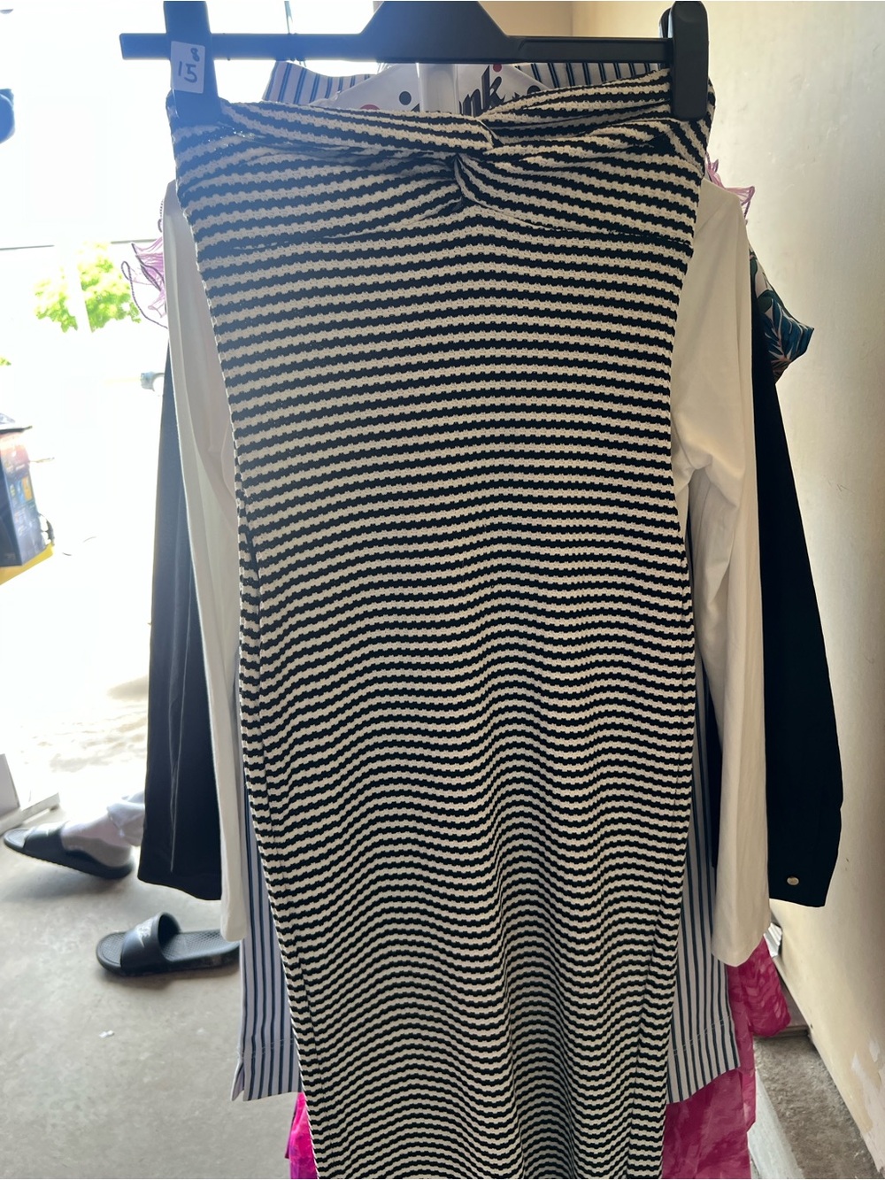 Missguided Black and White Strapless Knit Bodycon Dress